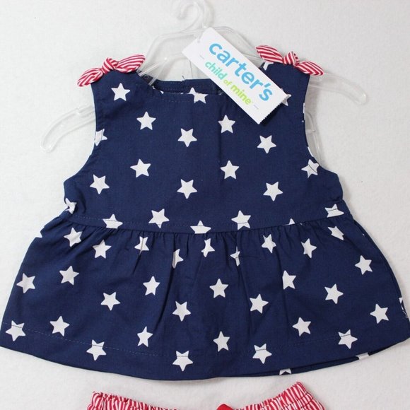 Carter's Child of Mine Baby Girl 2 Piece Patriotic Outfit Set NB 0-3 M Dress - Picture 2 of 5